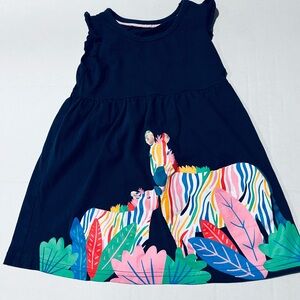 Colorful Zebra Applique Sleeveless Girls Blue  Dress   Unbranded.   Size 3T-4T